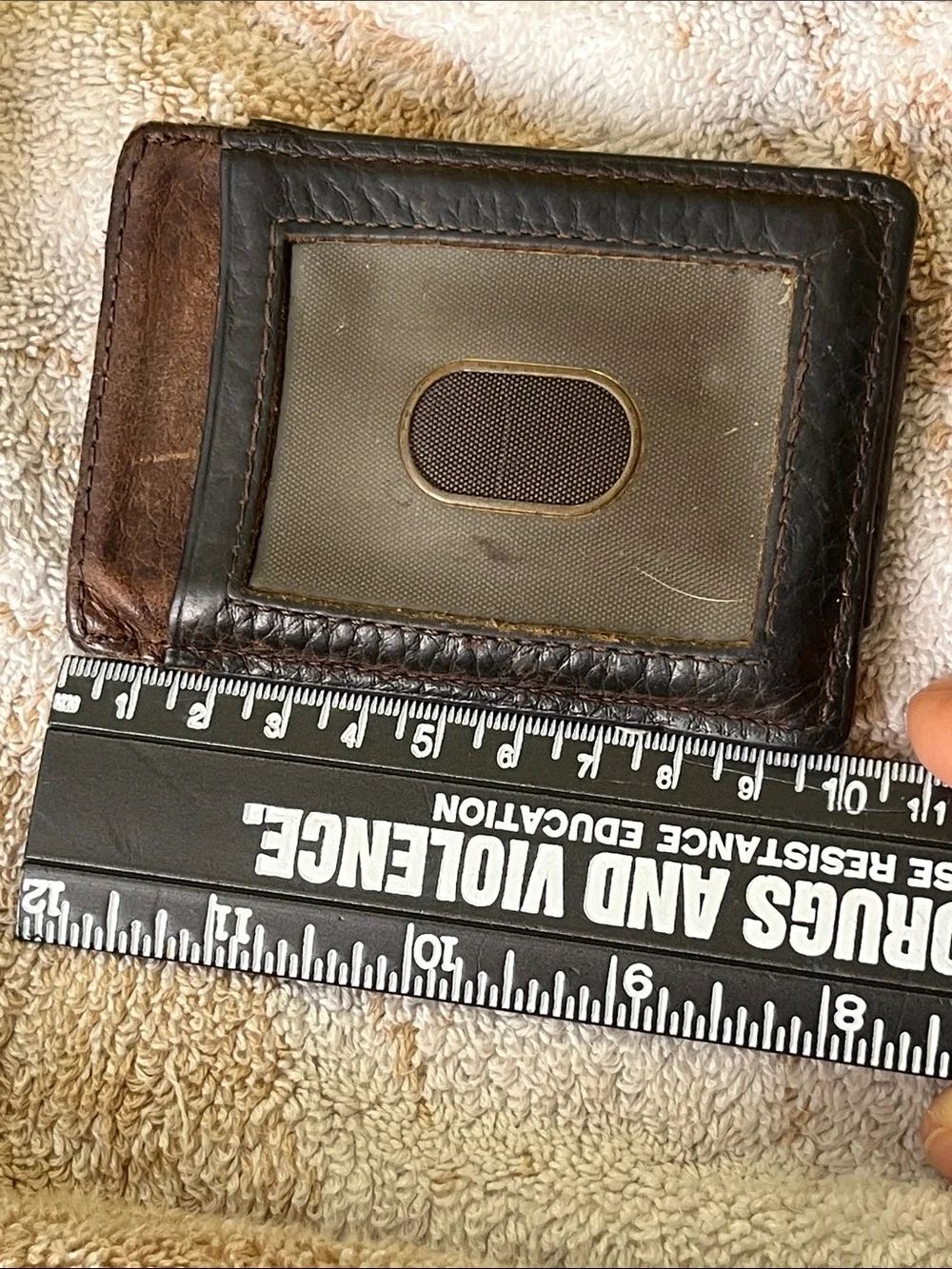 Ariat Dark Brown Leather Money Clip with Silver Shield Emblem